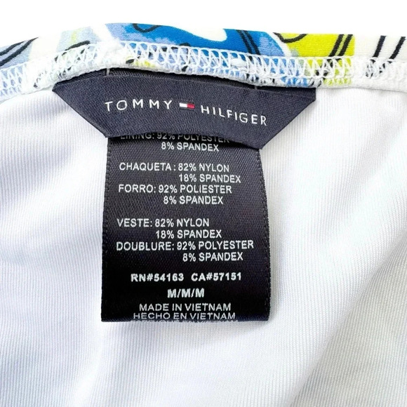 TOMMY HILFIGER Monstera Leaf 50+ SPF Bikini Bottom White and Blue Size M NWT - Picture 9 of 10